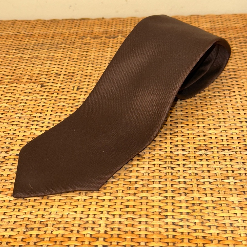 Vintage American Edition Men's Solid 4" Hand Tie Brown Polyester Made In USA